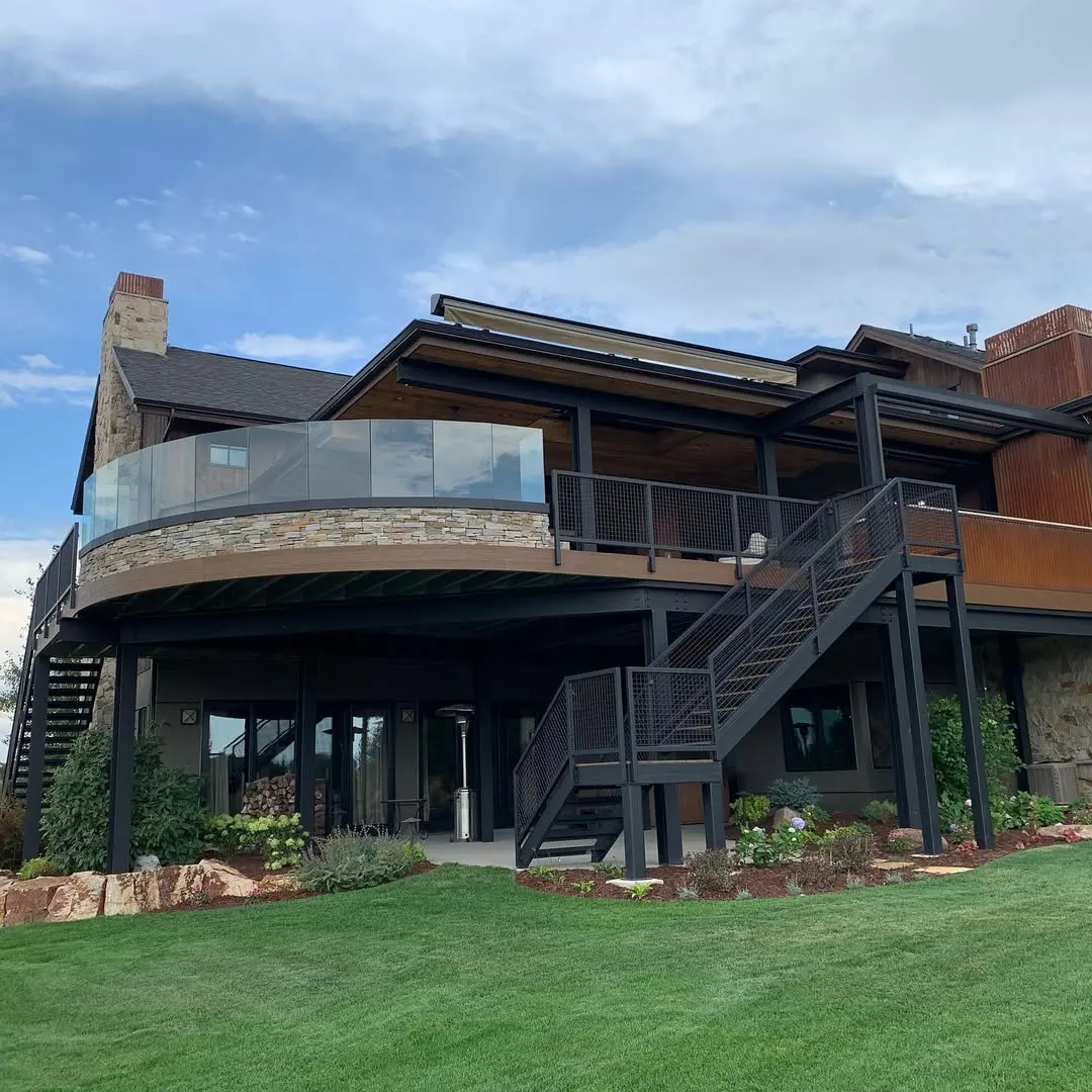 modern mountain home custom deck