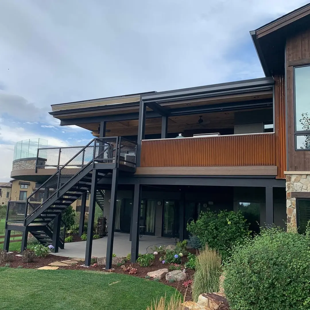 modern mountain home custom deck